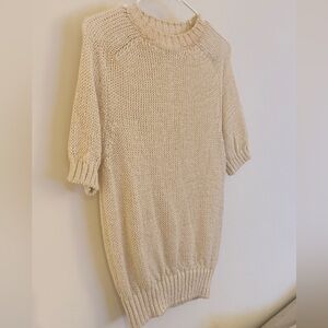 Women's Short Sleeve Knit Top - Cream